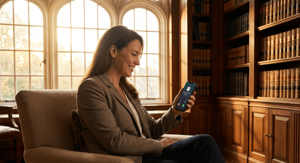 Lawyer using LexCall in her office