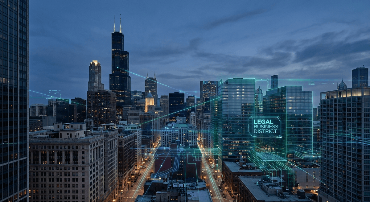 LexCall AI Voice Agent for Chicago Lawyers AI voice agent for lawyers in Chicago — Chicago skyline with modern legal technology