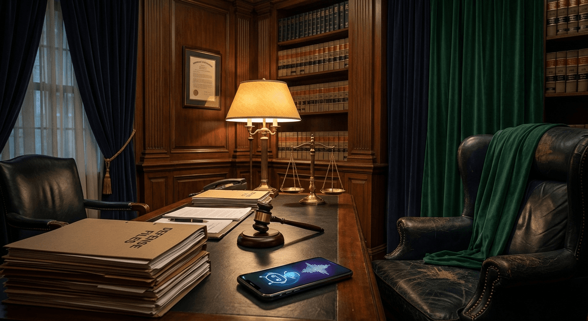 LexCall AI Voice Agent for Criminal Defense Attorneys AI voice agent for criminal defense attorneys — phone showing urgent call notification at night
