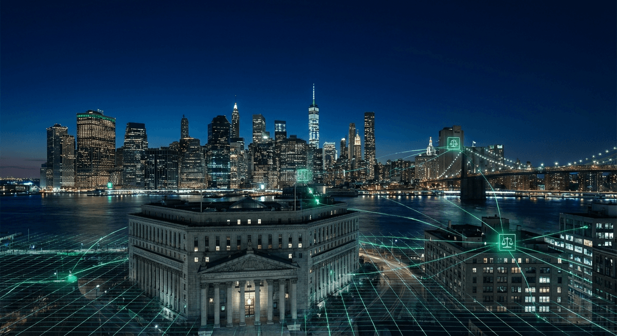 LexCall AI Voice Agent for New York Lawyers AI voice agent for lawyers in New York โ Manhattan skyline with modern law firm technology